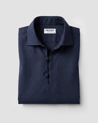 Riviera Cotton Linen Popover Shirt - Navy