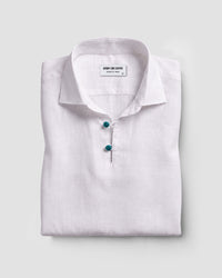 Riviera Cotton Linen Popover Shirt - White