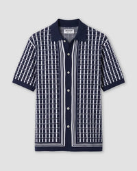 Navy Checked Flat Knit Shirt