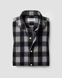 Japanese Grey & Black Blended Wool Flannel Checked Shirt