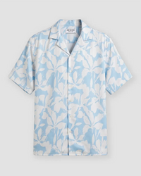 Blue & White Half-Sleeve Floral Printed Shirt