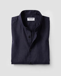 Navy Cotton Linen Bandhgala Shirt