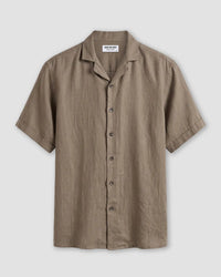 Olive Washed 100% Linen Twill Shirt