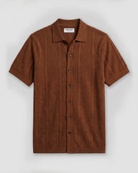 Brown Jacquard Flat Knit Shirt