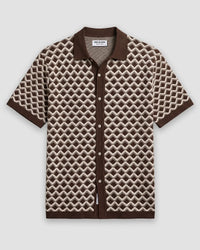 Brown Cotton Dobby Flat Knit Shirt