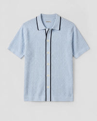 Light Blue Jacquard Flat Knit Shirt