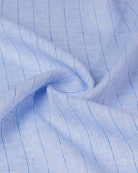 100% Linen Striped Shirt - Mid Blue