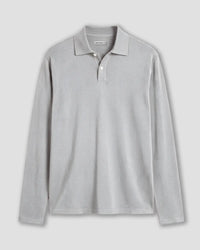 Signature Flat Knit Long Sleeve  Polo - Grey Melange