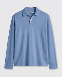 Signature Flat Knit Long Sleeve  Polo - Blue Melange