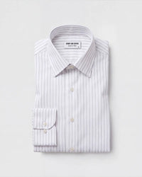 2-Ply Egyptian Cotton White & Grey Twill Striped Shirt