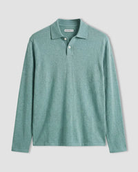 Signature Flat Knit Long Sleeve  Polo - Sage Green