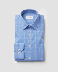 Dark Blue Lyocell Glen Plaid Shirt