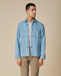 Twill Craft Denim Shacket - Light Blue