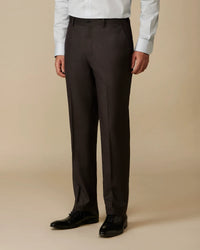 Salerno Checked Mid-Rise Dress Pants - Brown