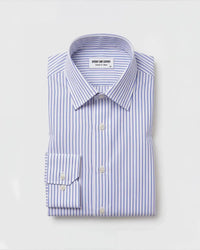 Easy-Care Dark Blue Lyocell Striped Shirt