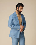 The Bellini Chambray Soft Tailored Suit - Mid Blue