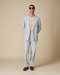 The Romano Linen Melange Soft Tailored Suit - Blue Melange