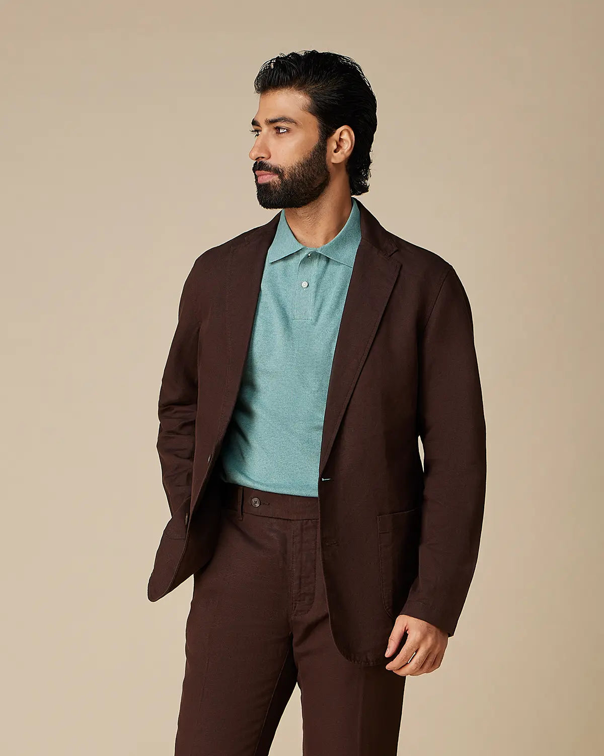 The Salvatore Dobby Soft Tailored Suit - Dark Brown