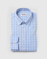 Easy-Care Mid Blue Checked Shirt