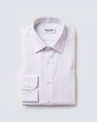 Giza Cotton White & Navy Striped Shirt
