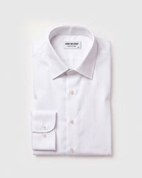 Giza Cotton White Broad Herringbone Shirt
