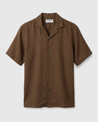 Brown Washed Dobby Half-Sleeves Shirt