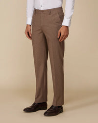 Kingsbridge 4-Way Stretch Striped Dress Pants - Brown