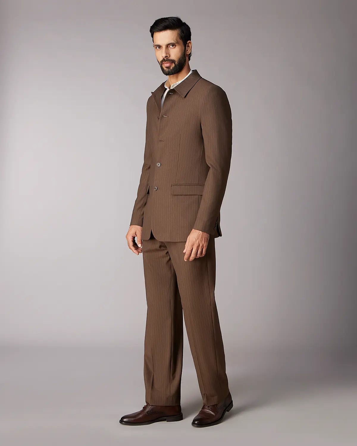 The Sinclair Striped Suit - Brown
