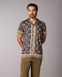Black & Green Floral Print Shirt