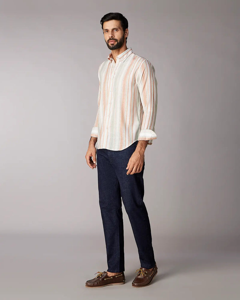 Rust & Green Striped Shirt